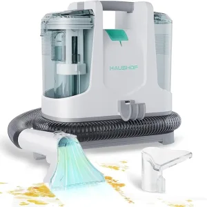 HAUSHOF Portable Carpet Spot and Upholstery Cleaner, Lightweight Handheld Deep Cleaner Machine for Pet Stains, Sofa, Rug, Mattress, Car Seat and Curtain, White & Light Grey