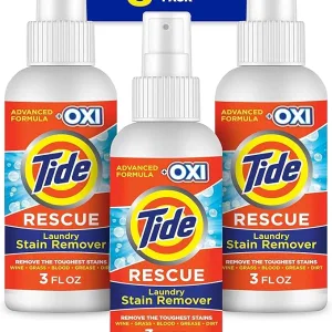 Tide Laundry Stain Remover Spray with Oxi, Travel Stain Remover for Clothes, Carpet, Upholstery, Pet Bedding, Stain Treater Spray for Tough Stains from Wine, Coffee, Grease, 3 Oz (Pack of 3)